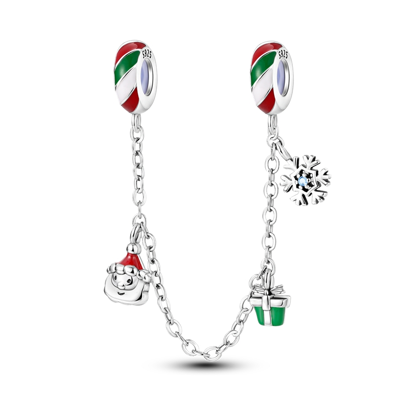 Cadena de Seguridad Santa Claus, Regalo y Copo de Nieve
