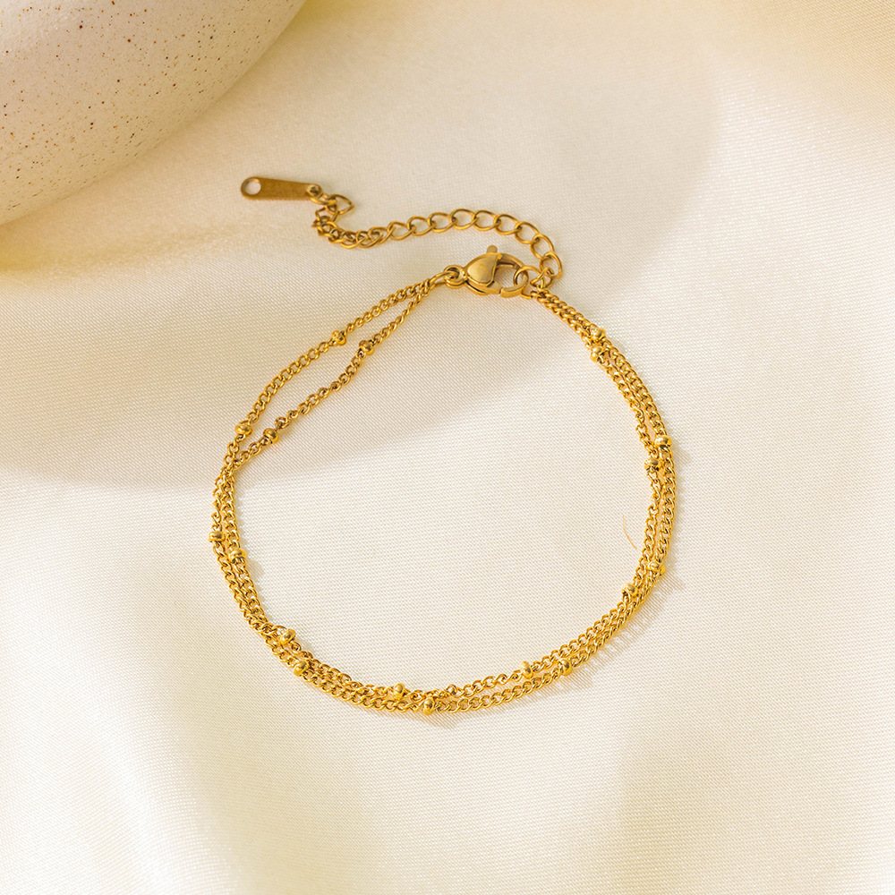 Brazalete Doble Cadena Delgada Dorada