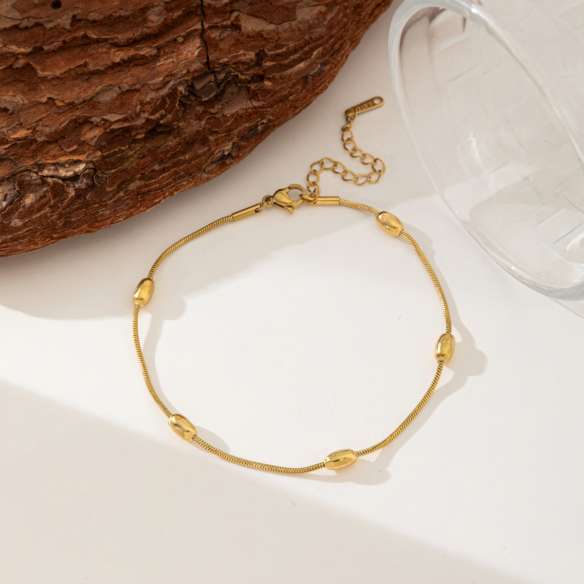 Brazalete Cadena de Raton & Piedras Doradas