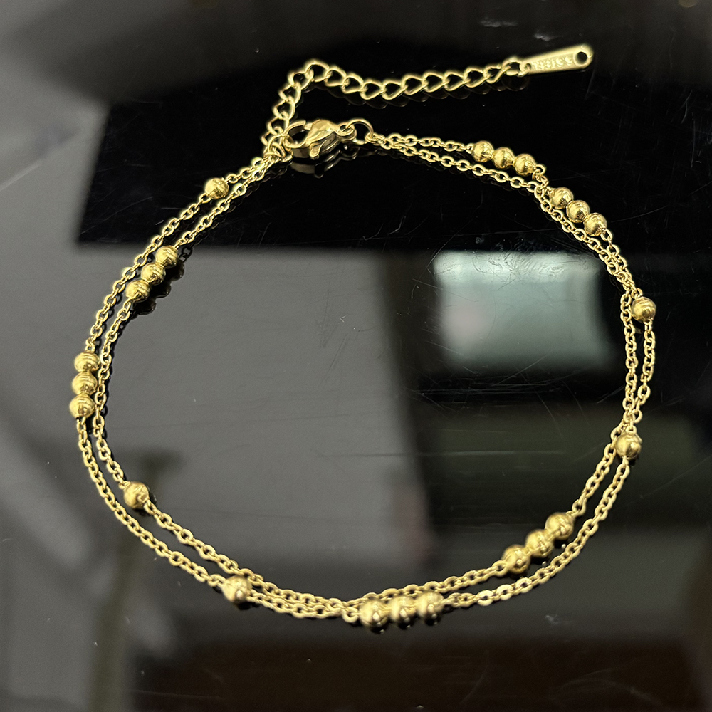 Brazalete Cadena Rolo Con Triples Bolitas
