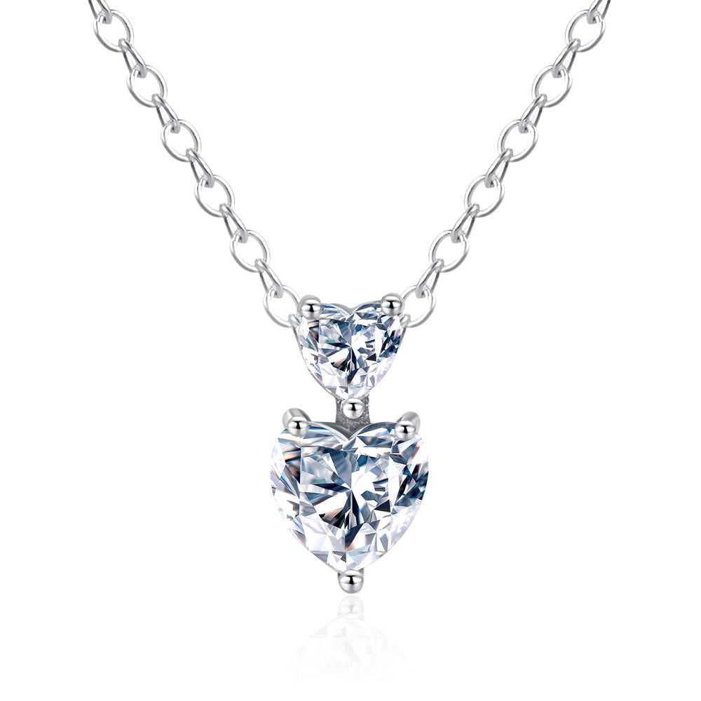 Collar Diamante Doble Corazon