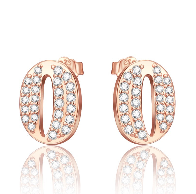Aretes Ovalo Resplandeciente Dorado Rosa