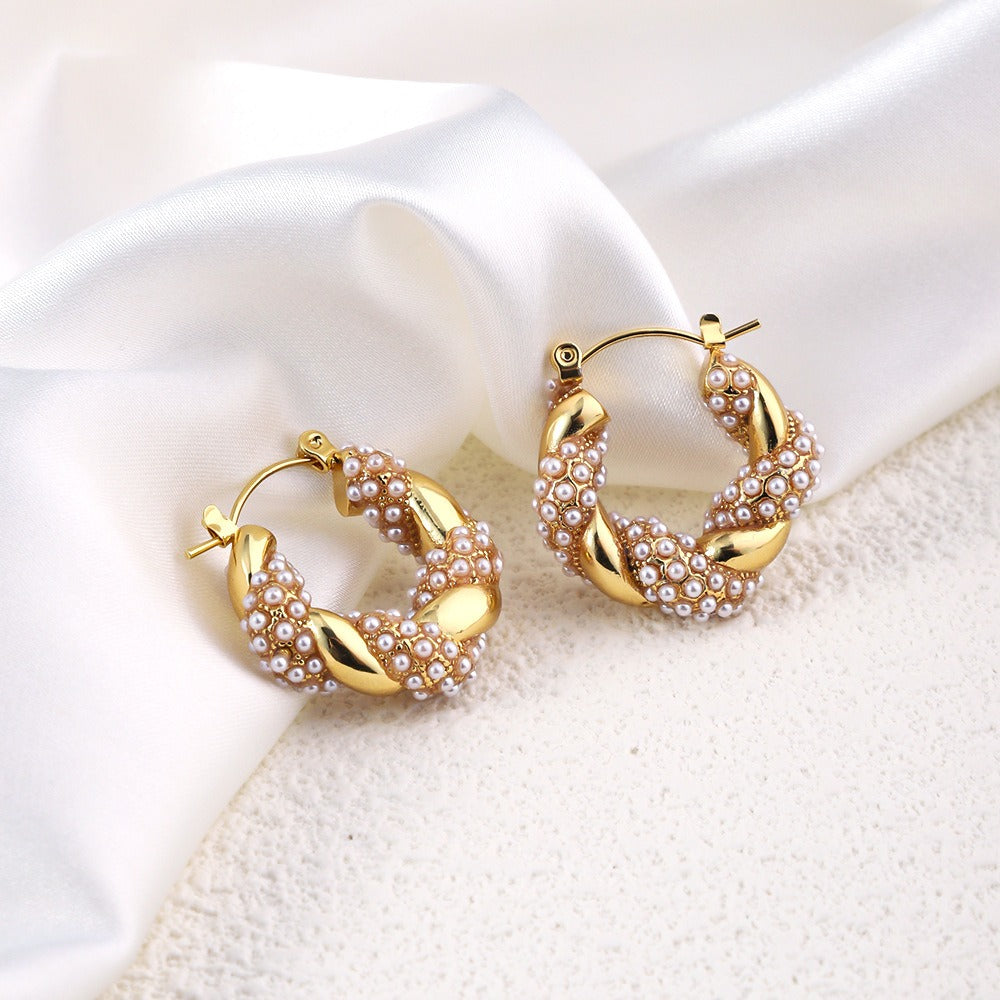 Aretes Dorado Con Rosa
