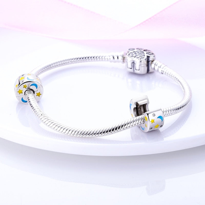 Clip Abalorio Luna & Estrellas Fluorescente