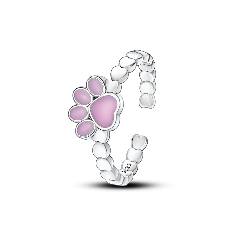 Anillo Huellita de Perro Rosa