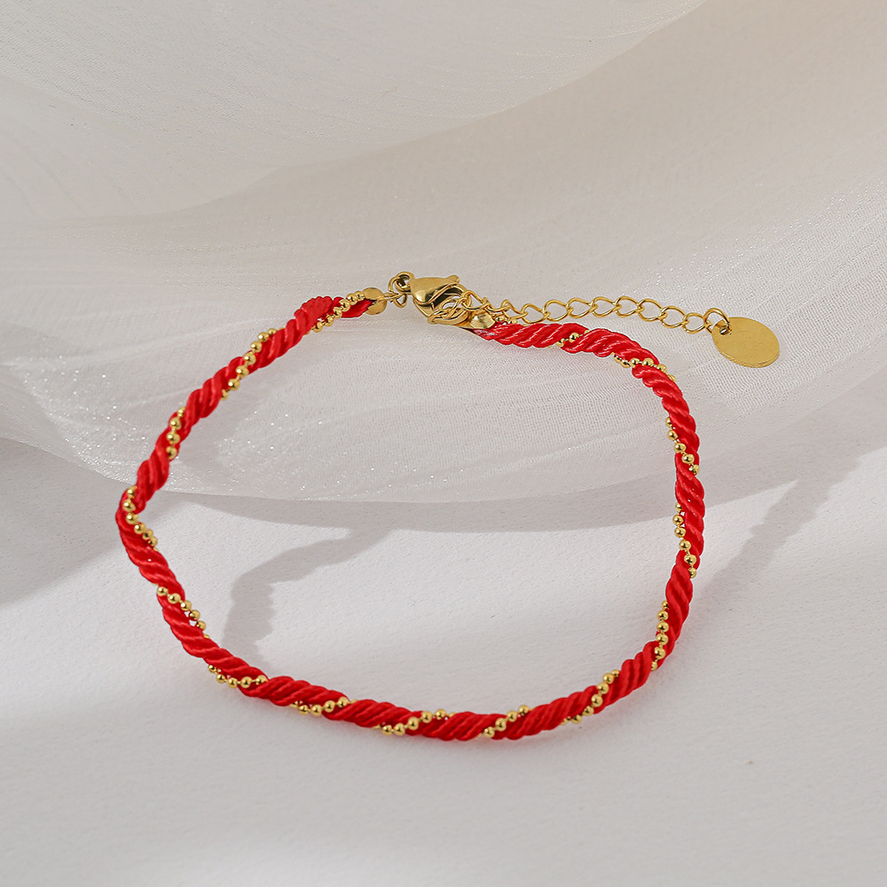 Brazalete Entrelazado Rojo & Dorado