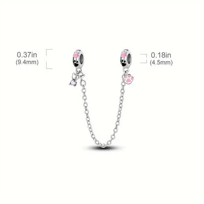 Cadena de Seguridad Gatito y Huella Rosa