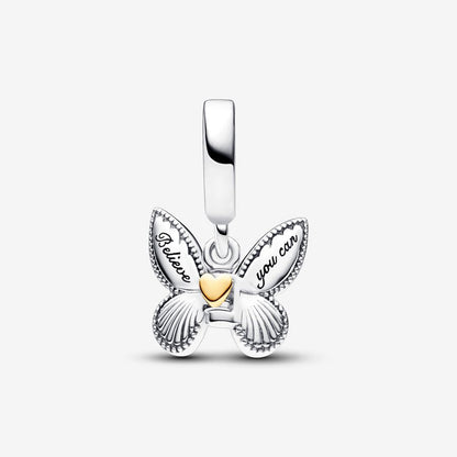 Mariposa Azul y Corazón Dorado