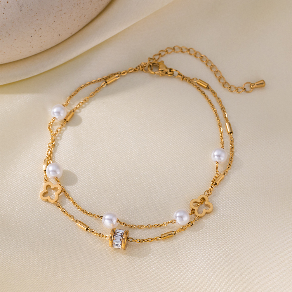 Brazalete Flores & Perlas
