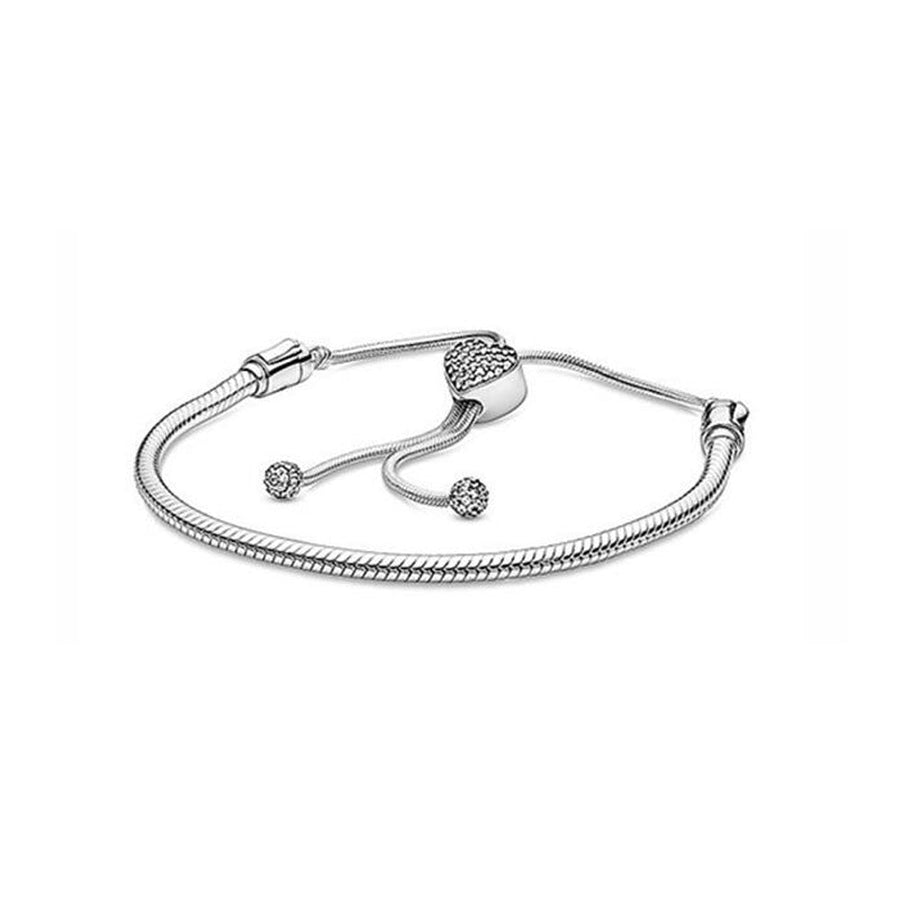 Pulsera Cadena Corazon con Cierre Deslizante