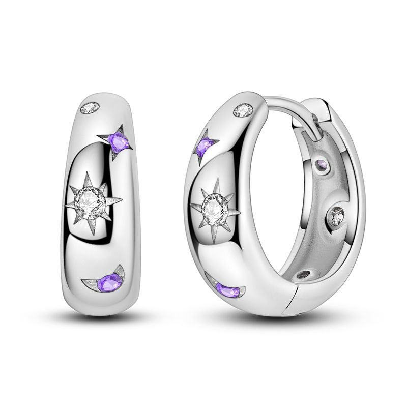 Aretes Sol y Estrellas Moradas