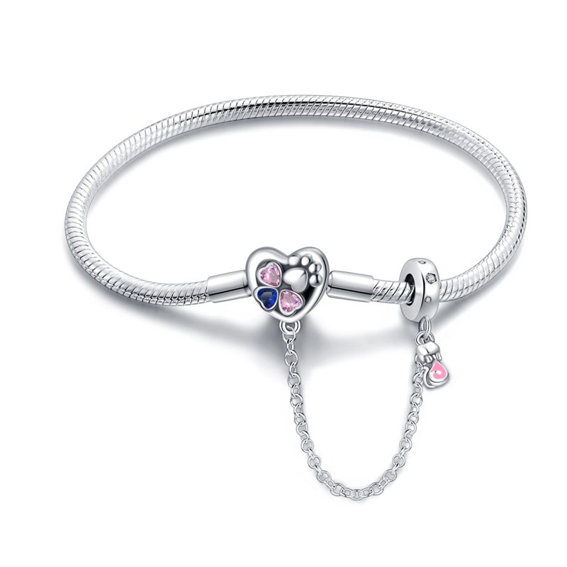 Pulsera Corazón y Huella de Perrito