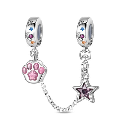 Cadena de Seguridad Huella de Mascota y Estrella