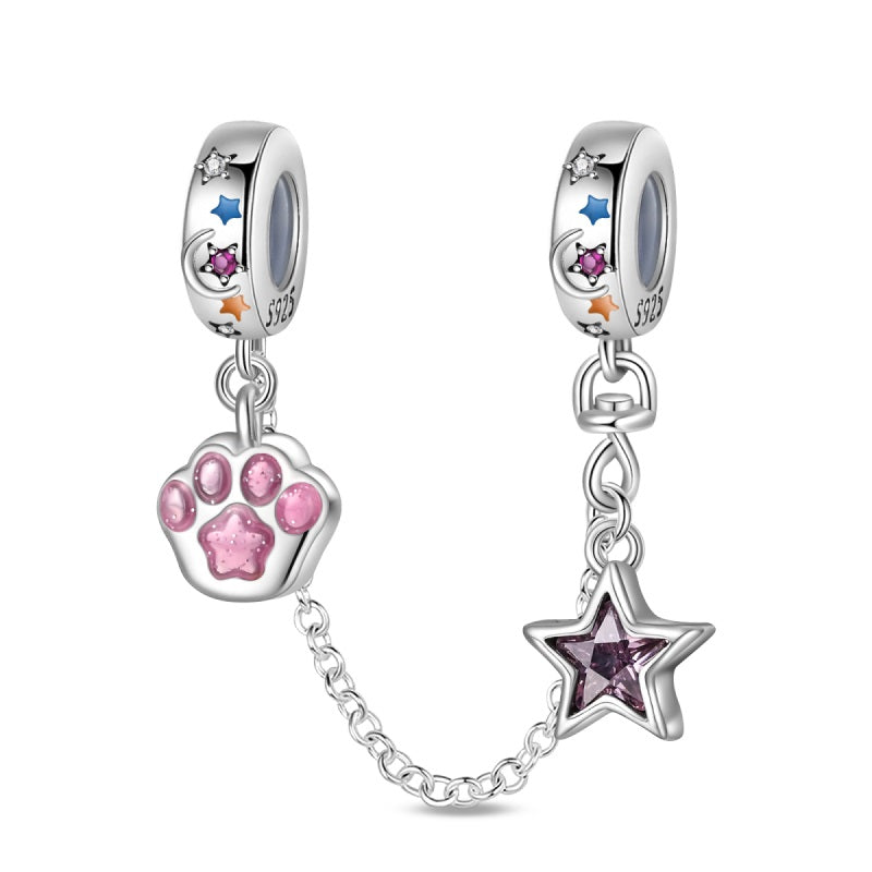 Cadena de Seguridad Huella de Mascota y Estrella