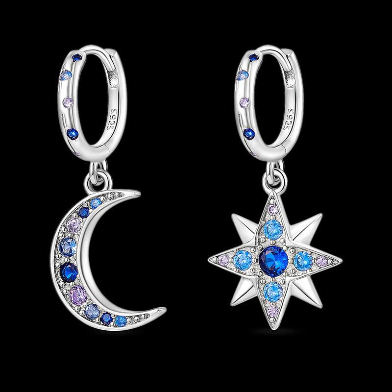 Aretes Luna y Estrella Diamantada