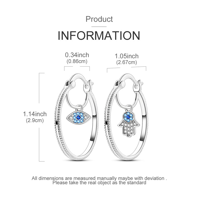 Aretes de  Mano de Fatima y Ojo Turco
