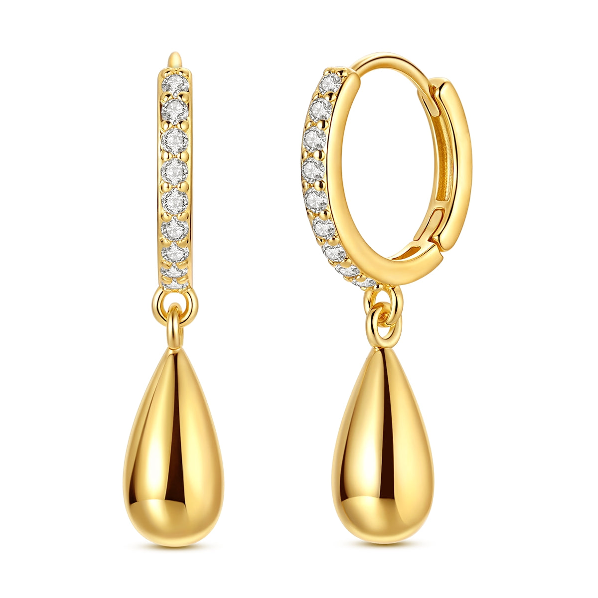 Aretes Gota Dorada & Diamantes