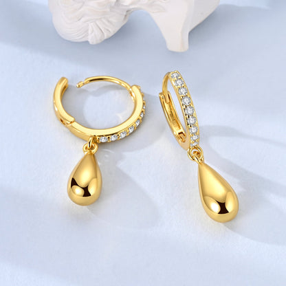 Aretes Gota Dorada & Diamantes