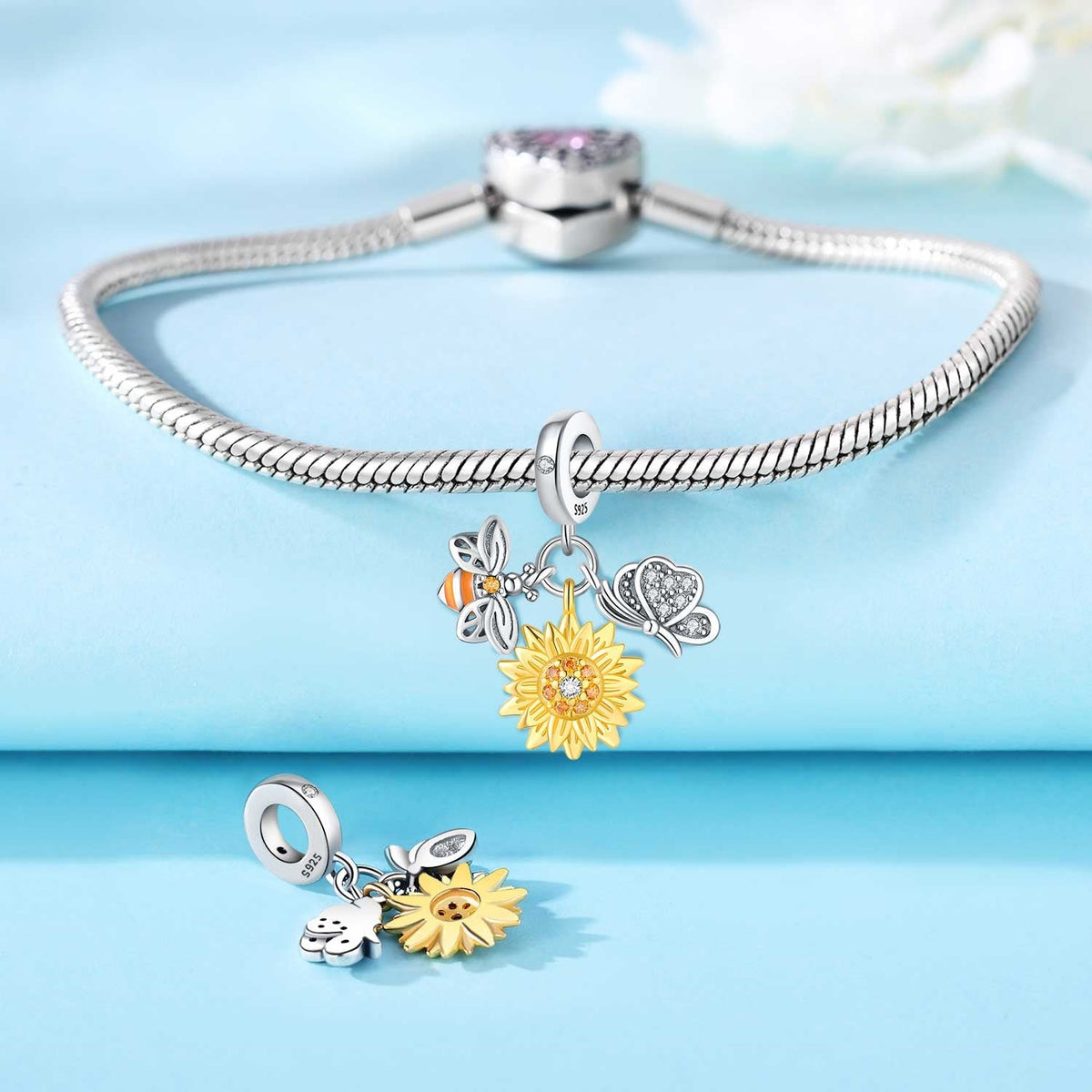 Abeja, Girasol & Mariposa