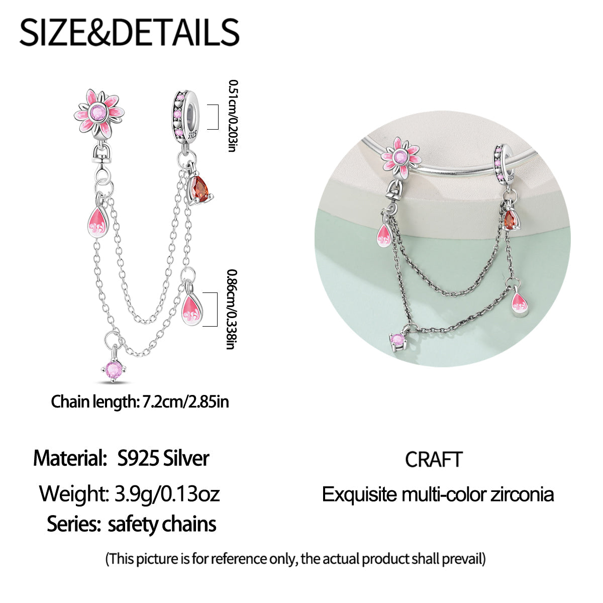 Cadena de Seguridad Flor Rosa