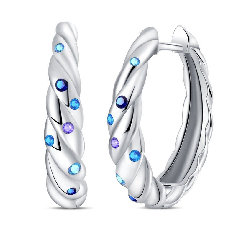 Aretes Espiral de Estrellas Azules