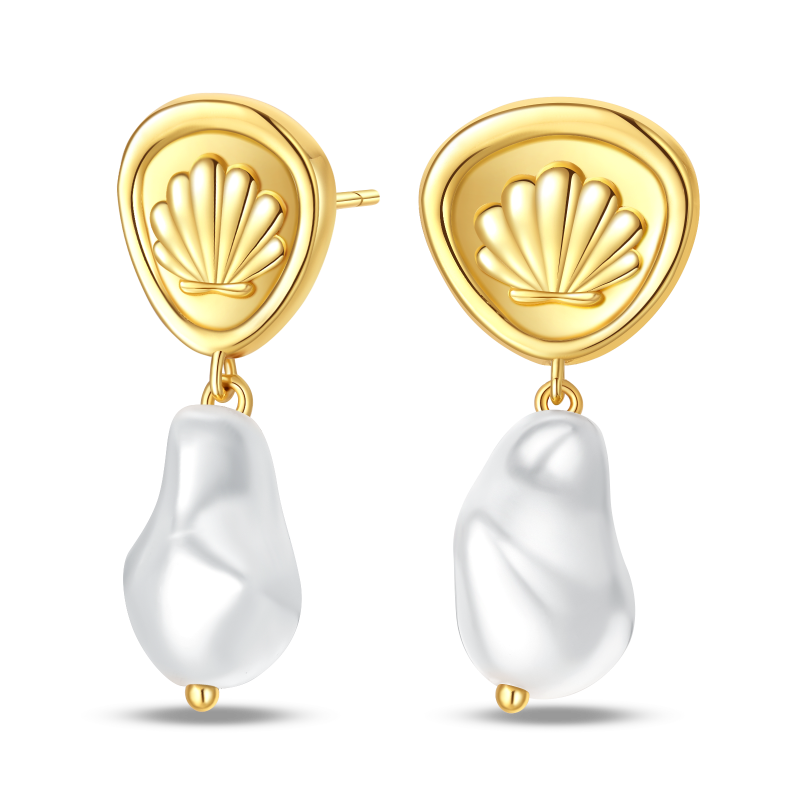 Aretes Concha y Perla del Mar