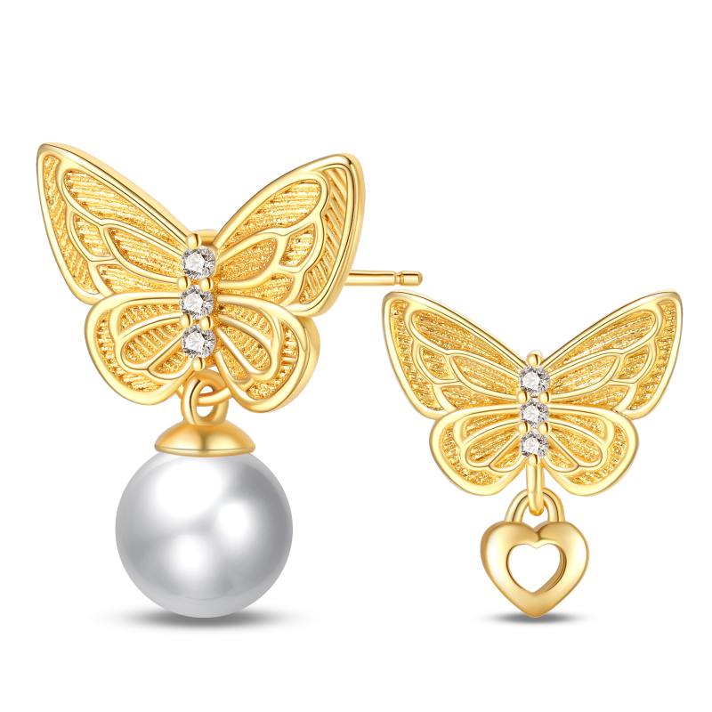Aretes Mariposa, Corazon y Perla