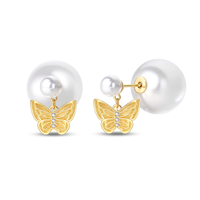 Aretes Perla y Mariposa Elegance