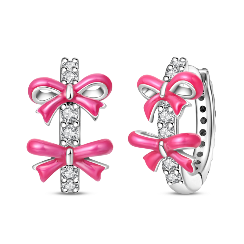 Aretes De Moños Rosas