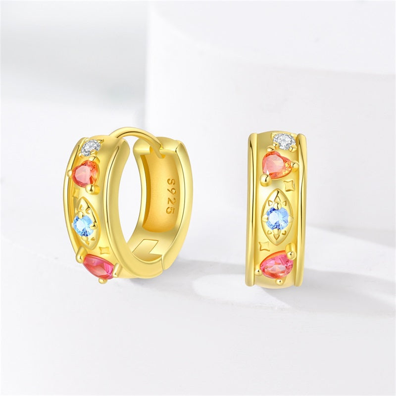 Aretes Dorados & Piedras Naranjas