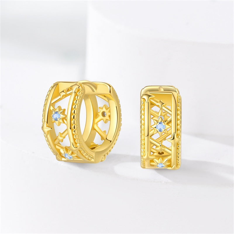 Aretes Dorados & Estrellas Azules