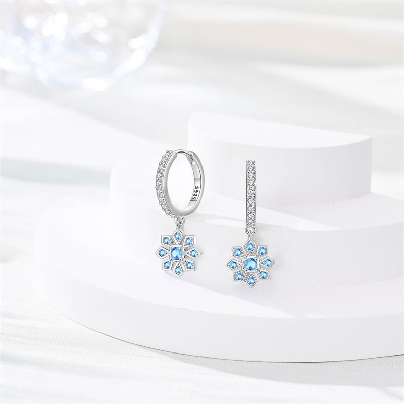 Aretes Copo de Nieve Azul