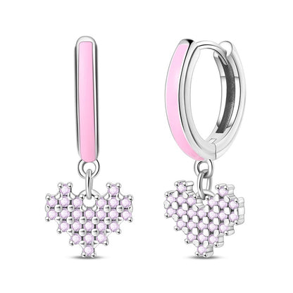 Aretes Corazones Rosas