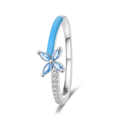 Anillo Flor Azul