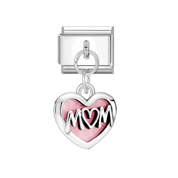 Charm italiano Colgante Corazon Rosa Mon