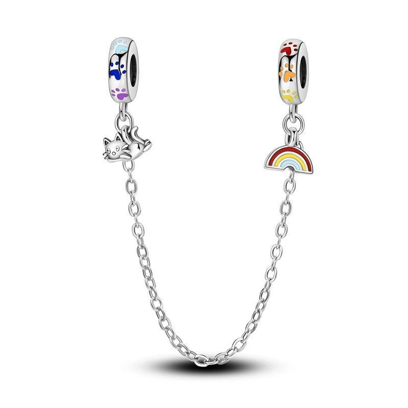 Cadena de Seguridad Gatito y Arcoiris
