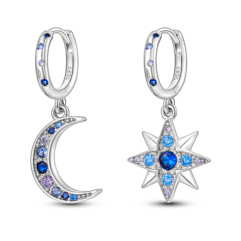 Aretes Luna & Estrella Azul