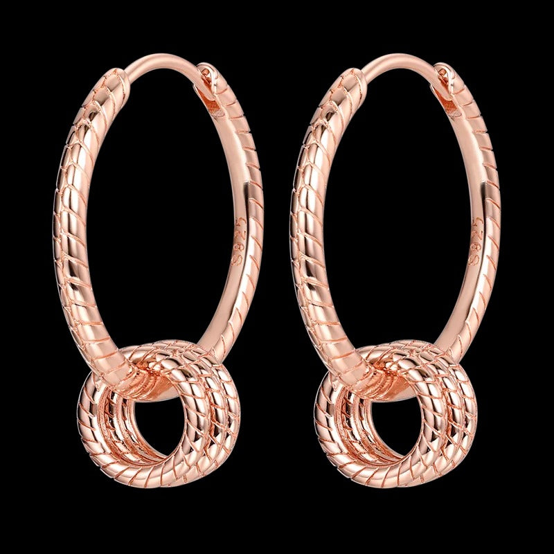 Aretes Aros Serpiente Entrela Dorado Rosa