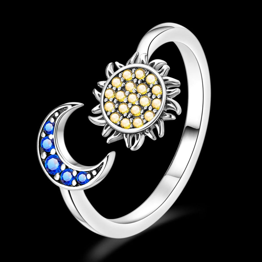 Anillo Sol y Luna Diamantado Ajustable