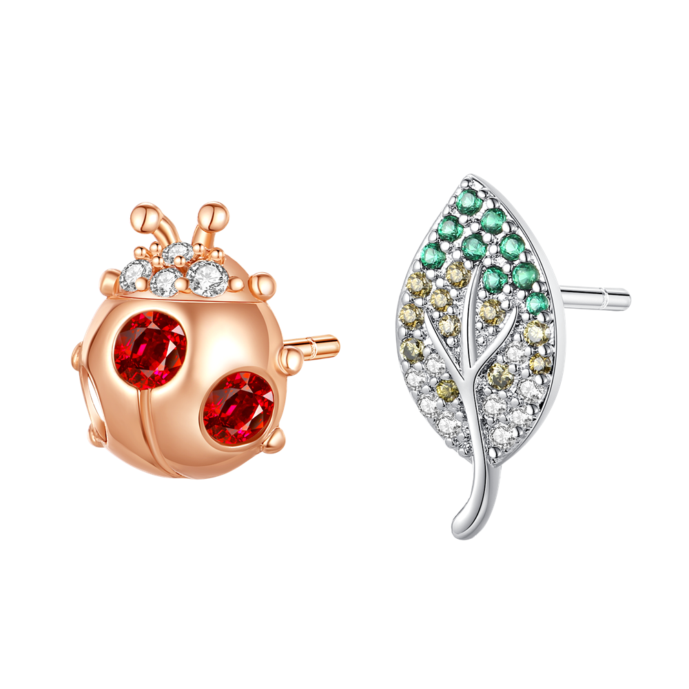 Aretes Mariquita & Hoja Diamantada