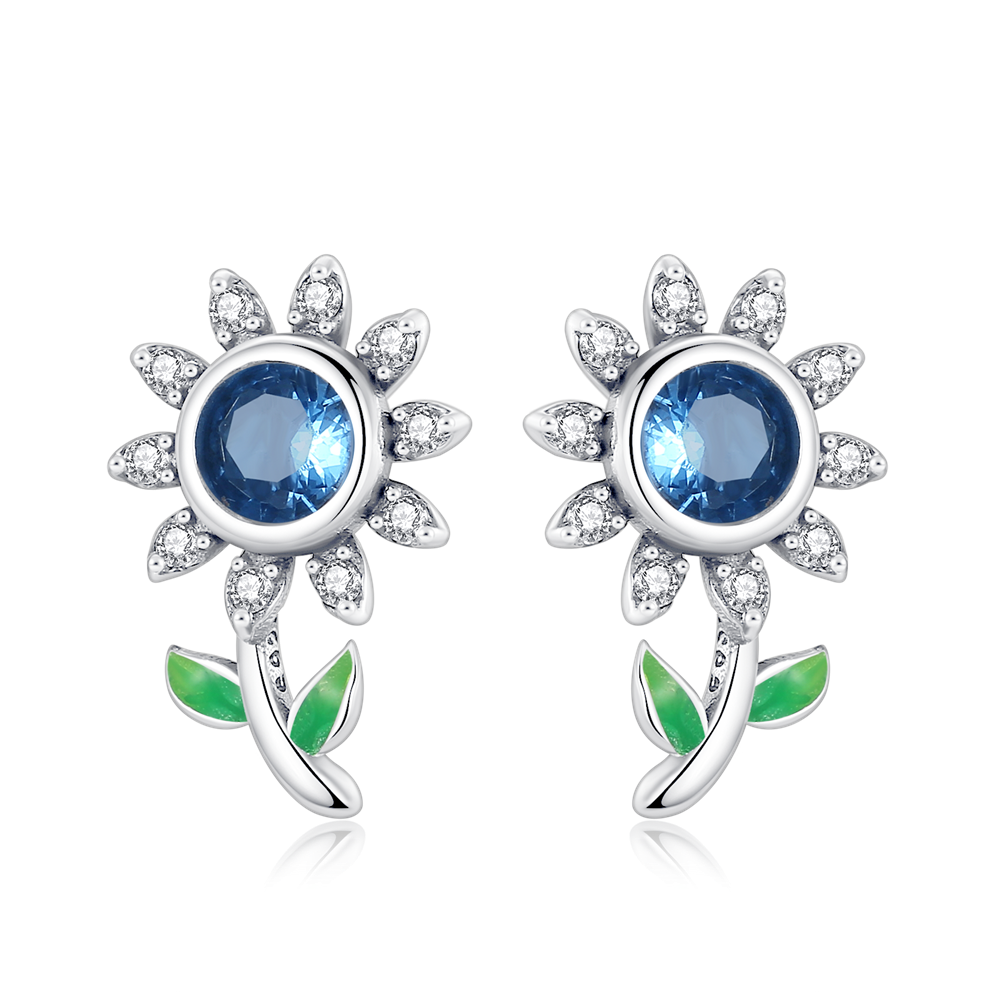 Aretes Flor Celestial Piedra Azul