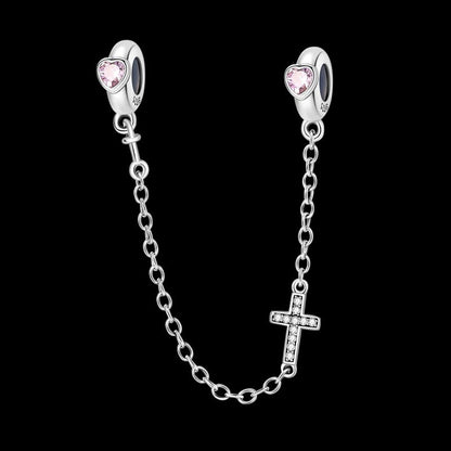 Cadena de Seguridad de Corazón y Cruz